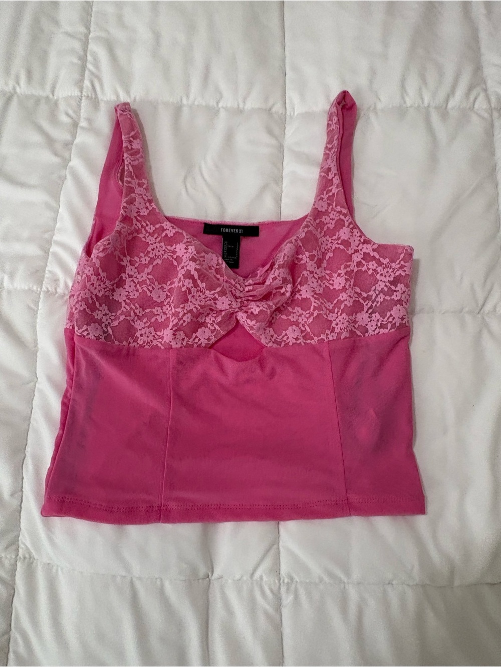Forever 21 Hot Pink Lace-Detail Bandeau Cami